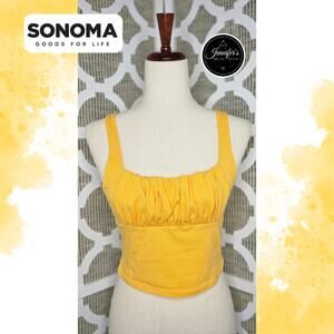 SO Juniors Yellow Ruched Front Scoop Neck Tank Top Size M